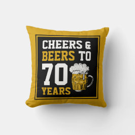 Cojín Decorativo Alegría y cerveza de 70 años a 70 años divertidos