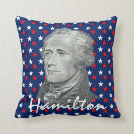 Cojín Decorativo Alexander Hamilton en las estrellas rojas, blancas