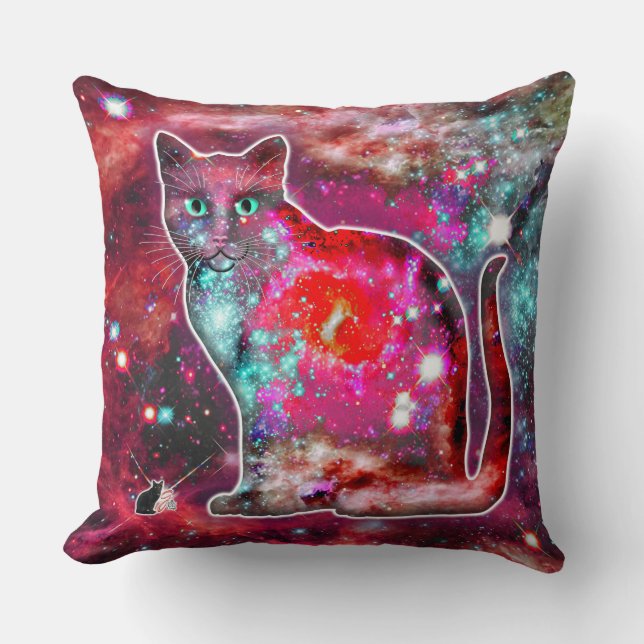 Cojín Decorativo Alfa de gato cósmico (Anverso)