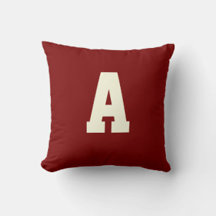 Cojín Decorativo Alfa de monograma retro crema borgoña