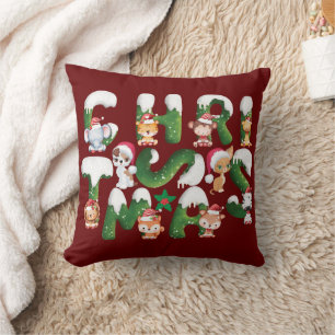 Cojín Decorativo Alfabeto de Navidades divertidos con animales salv