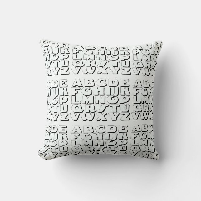 Cojín Decorativo Alfabeto de niños blanco negro (Anverso)