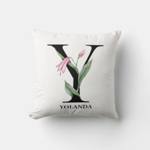 Cojín Decorativo Alfabeto floral personalizado Y monograma