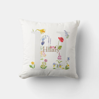 Cojín Decorativo alfabeto monocasco h flor personalizado