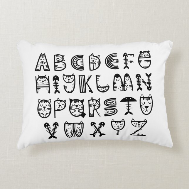 Cojín Decorativo Alfabetos de impresión de Personalizado de gato (Anverso)