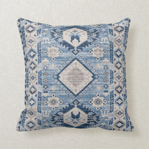 Cojín Decorativo Alfombra Kilim Azul Antiguo Oriental