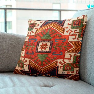 Cojín Decorativo Alfombra Kilim de Anatolia Central Konya Rojo Quem