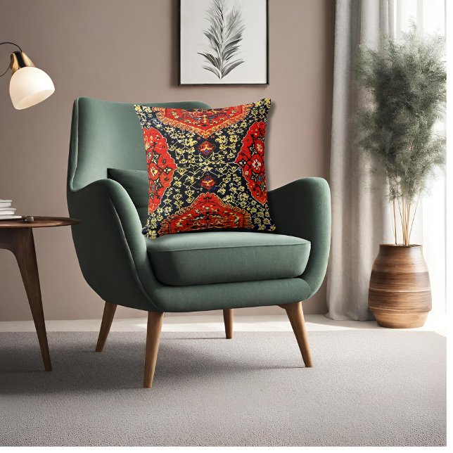 Cojín Decorativo Alfombra oriental en azul y naranja (Subido por el creador)