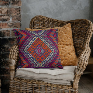 Cojín Decorativo Alfombra Turca Kilim Antigua Vintage Magenta Naran