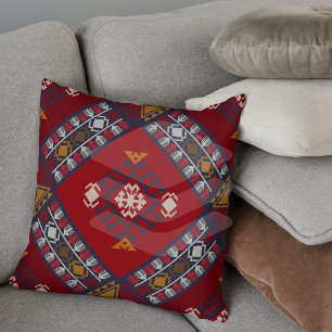 Cojín Decorativo Alfombra Turca Kilim Roja Oriental Profunda