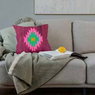 Cojín Decorativo Alfombra turca vintage de kilim tejida a mano con