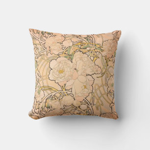 Cojín Decorativo Alfonse Mucha Art Nouveau Peonies