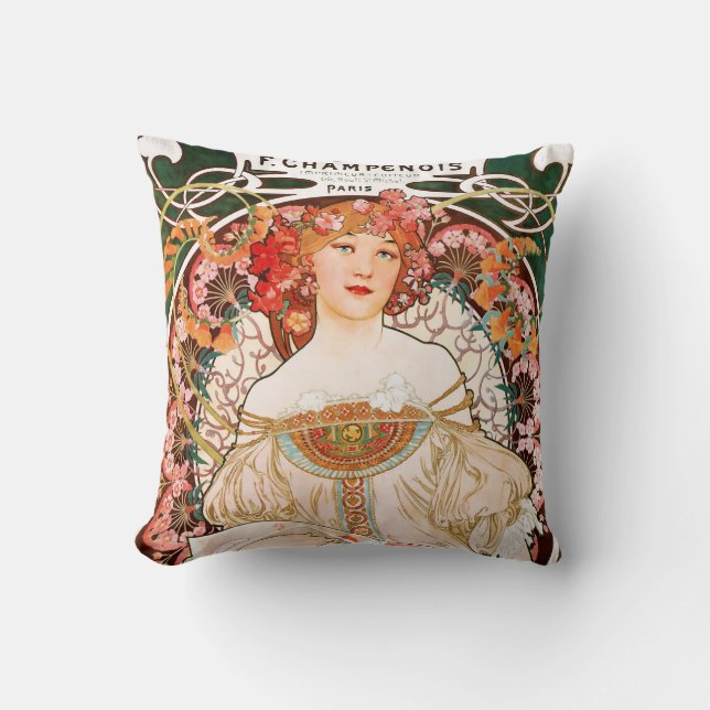 Cojín Decorativo Alfonso Mucha F. Champenois Pillow (Anverso)