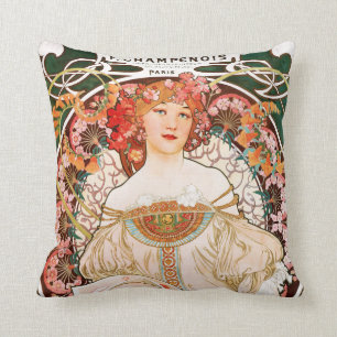 Cojín Decorativo Alfonso Mucha F. Champenois Pillow