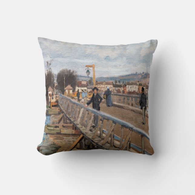 Cojín Decorativo Alfred Sisley - Puente de futbol en Argenteuil (Anverso)