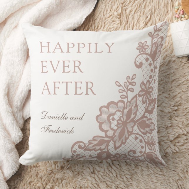 Cojín Decorativo algodón boda personalizado con rosa duro (Manta)