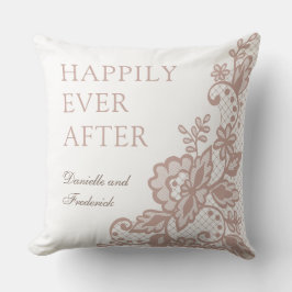 Cojín Decorativo algodón boda personalizado con rosa duro