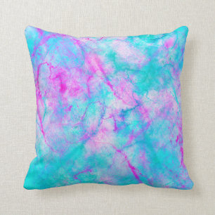 Cojín Decorativo Algodón de azúcar rosa y azul lavado de acuarela