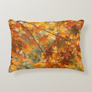 Cojín Decorativo Algodón de color Naranja de calabaza de hojas de o