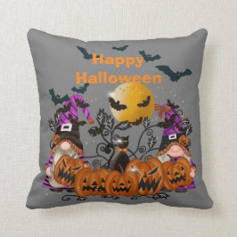 Cojín Decorativo Algodón gris gris de moda Feliz Halloween 16"X16