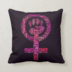 Cojín Decorativo Algodón púrpura 16" del puño feminista del pode