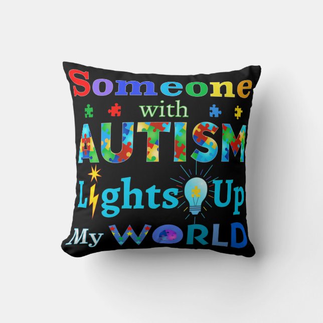 Cojín Decorativo Alguien con AUTISMO ilumina mi mundo (Anverso)