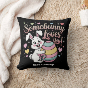 Cojín Decorativo Alguien conejo te ama regalo de Pascua de conejito