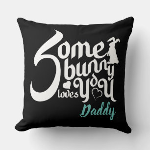 Cojín Decorativo Algún conejito elegante amor negro blanco Pascua T