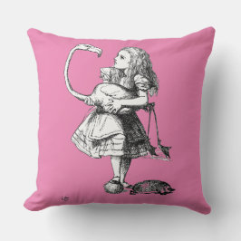 Cojín Decorativo Alice and the Flamingo ( pink bkgrd )