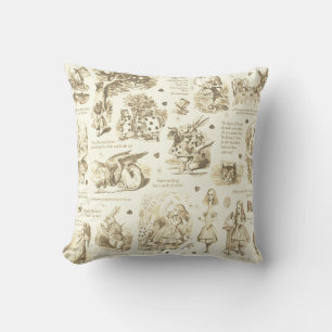 Cojín Decorativo Alice en Wonderland Beige Toile Citas