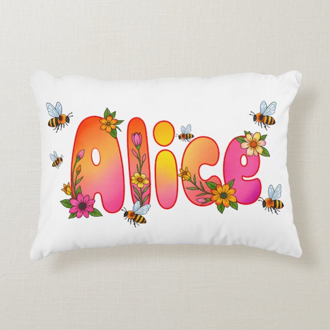 Cojín Decorativo Alice- Personalized Bee Pillow (Anverso)