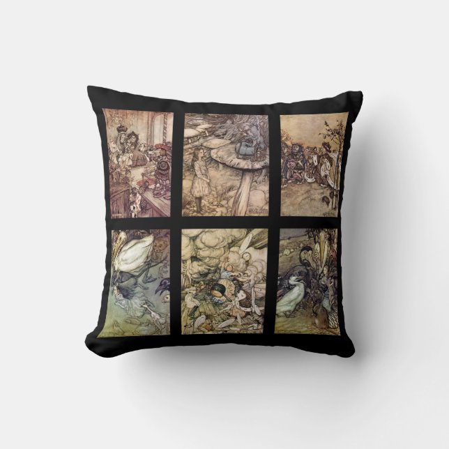 Cojín Decorativo Alicia en el sistema del poster del vintage del (Anverso)