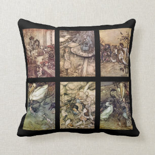 Cojín Decorativo Alicia en el sistema del poster del vintage del