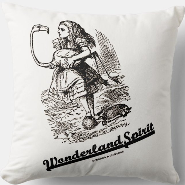 Cojín Decorativo Alicia Y Su Humor De Flamingo (Throw pillow for anyone with Wonderland Spirit featuring Alice & her Flamingo)