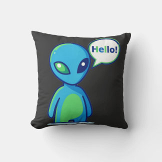 Cojín Decorativo Alienígena azul lindo diciendo hola