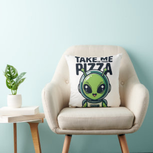 Cojín Decorativo Alienígena Lindo Llévame a Tu Pizza Astronauta