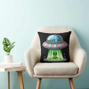Cojín Decorativo Alienígena que secuestra vacas