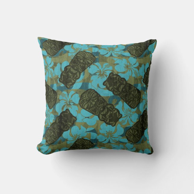 Cojín Decorativo Ali'i Refugio Hawai Hibiscus Tiki (Anverso)