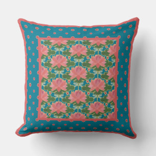 Cojín Decorativo Alilis de agua rosada y moscas de dragas Pillow, C