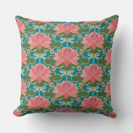 Cojín Decorativo Alilis de agua rosada y moscas de dragas Pillow, C