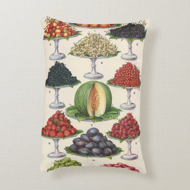 Cojín Decorativo Alimentos de la vieja época: fruta divertida en ba (Atrás (Vertical))