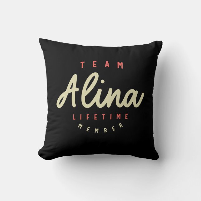 Cojín Decorativo Alina Nombre Cumpleaños Personalizado Alina (Anverso)