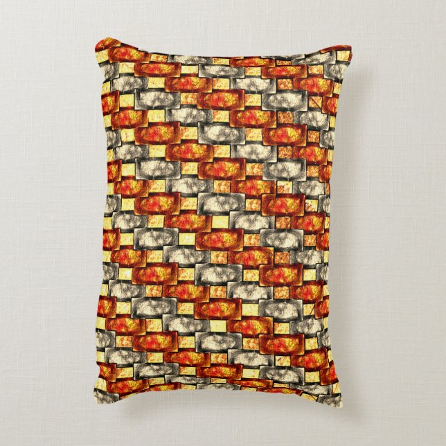 Cojín Decorativo Alinear las piezas rectangulares rojizas y beige t (Atrás (Vertical))