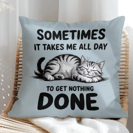 Cojín Decorativo "All Day Doing Nothing" Funny Lazy Cat