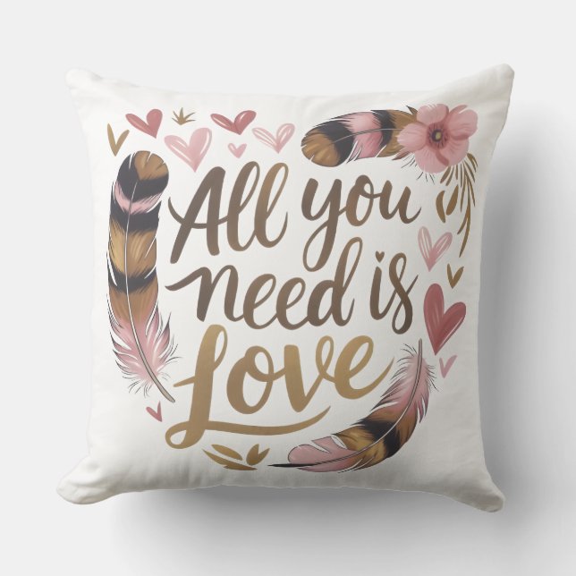 Cojín Decorativo All You Need Is Love – A Gentle Boho Whisper (Anverso)