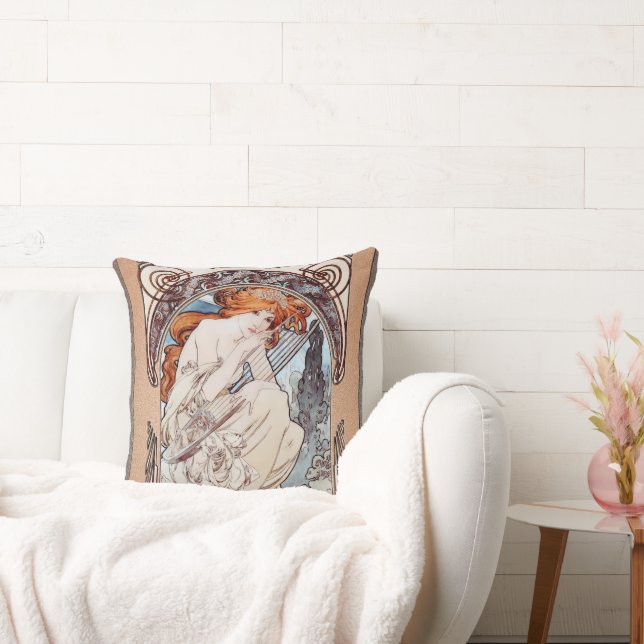 Cojín Decorativo Allegorie de la Musique por Alphonse Mucha (Sofá)