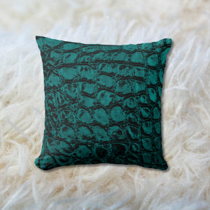 Cojín Decorativo Alligator Verde azulado Faux Leather