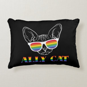 Cojín Decorativo Ally Cat   Gato corto   Arcoiris   Orgullo