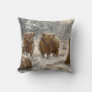Cojín Decorativo Alma de las Tierras Altas: Vacas Nevadas Caprichos