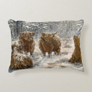 Cojín Decorativo Alma de las Tierras Altas: Vacas Nevadas Caprichos